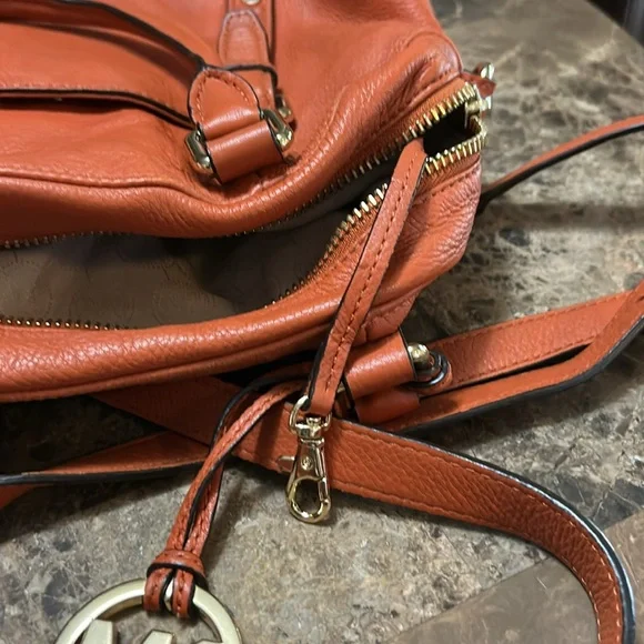 Michael Kors (Bedford) Orange Satchel with Gold Accents - Picture 7 of 9